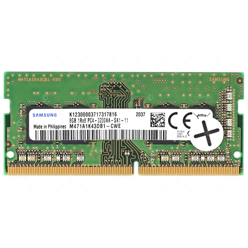 L46598-005 HP MEMORY 8GB 1RX8 PC4 3200 DDR4 25600 260 PIN CL22 1.2V SODIMM UNBUFFERED NON ECC FOR LAPTOP M471A1K43DB1-CWE
